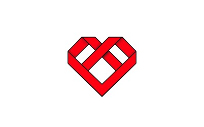 Design de logotipo coração preto e vermelho