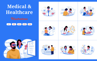 M558_ Набор иллюстраций в области медицины и здравоохранения