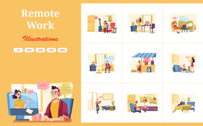 M560_ Illustrationspaket för fjärrarbete