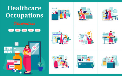 M568_ Illustrationspaket für Karrieren im Gesundheitswesen