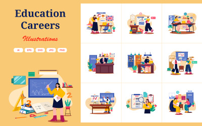 M571_ Pacote de ilustrações de carreiras educacionais