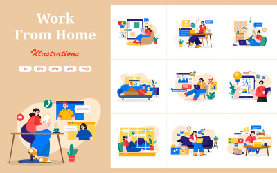 M573_ Pacchetto illustrazioni lavoro da casa