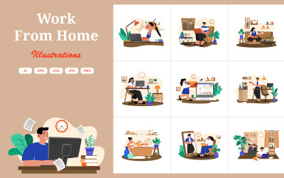 M575_ Pacchetto illustrazioni lavoro da casa