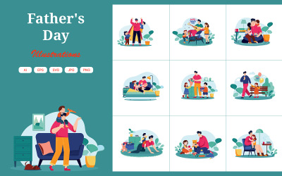 M578_ Pacchetto illustrazioni per la festa del papà