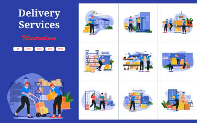 M585_ Delivery Services Illustration Pack