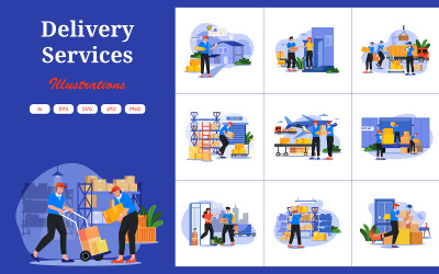 M585_ Lieferservice-Illustrationspaket