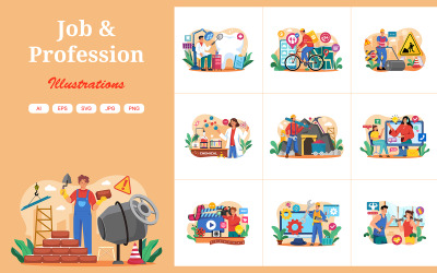 M587_ Pacchetto illustrazioni professioni