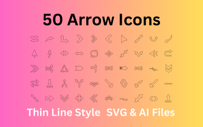 Conjunto de ícones de setas 50 ícones de contorno - arquivos SVG e AI