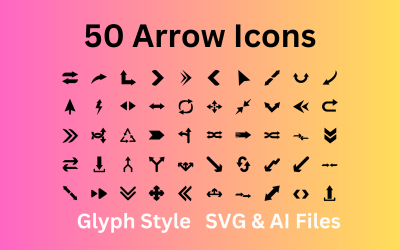 Conjunto de ícones de setas 50 ícones de glifo - arquivos SVG e AI