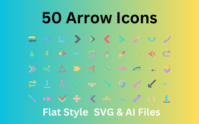 Flèches Icon Set 50 icônes plates - Fichiers SVG et AI