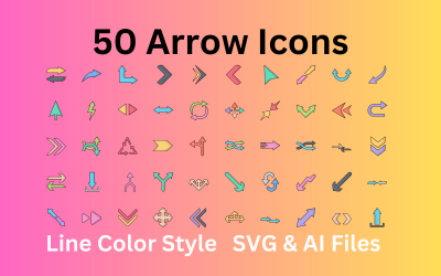 Pijlen Icon Set 50 lijnkleur iconen - SVG- en AI-bestanden