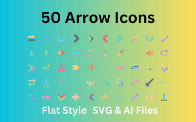 Pijlen Icon Set 50 platte iconen - SVG- en AI-bestanden