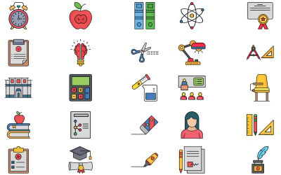 Terug naar school iconen pack set