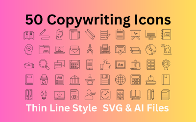 Conjunto de ícones de redação com 50 ícones de contorno - arquivos SVG e AI