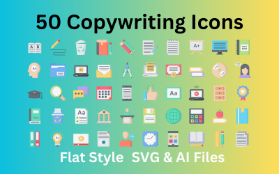 Copywriting Icon Set 50 plochých ikon - SVG a AI soubory
