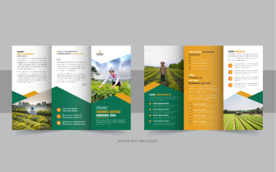Design de brochura com três dobras para jardinagem moderna ou cuidados com o gramado