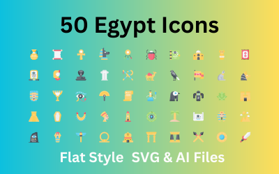 Egypte Icon Set 50 plat pictogrammen - SVG- en AI-bestanden