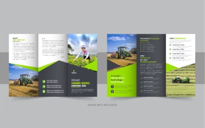 Gardening or Lawn Care TriFold Brochure Design Layout Vector