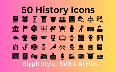 Історичний набір іконок із 50 гліфів – файли SVG та AI