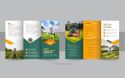 Layout del modello di brochure ripiegabile per la cura del prato o dell&amp;#39;agricoltura