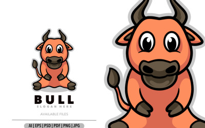 Logo di design della mascotte dei cartoni animati di toro