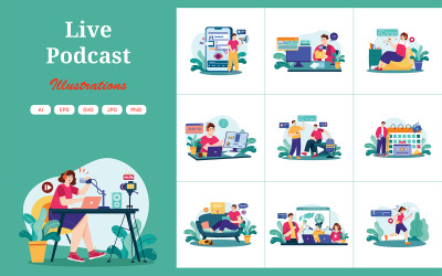 M598_Pacchetto illustrazioni podcast live 2