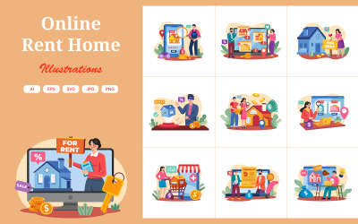 M624_ Online Rent Home Illustrationspaket 1