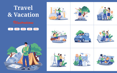 M627_ Tatil Seyahati İllüstrasyon Paketi 2