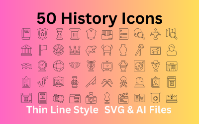 Набір іконок історії 50 контурних іконок – файли SVG та AI