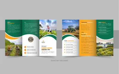 Vector de diseño de plantilla de folleto tríptico de jardinería o cuidado del césped