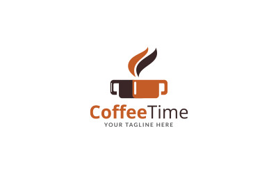 Koffie tijd logo ontwerpsjabloon versie 2