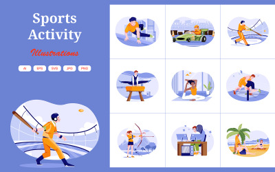 M634_ Illustrationspaket für sportliche Aktivitäten