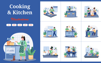 M638_ Pacote de ilustrações de culinária e cozinha