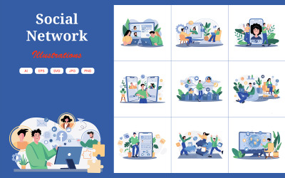 M640_ Pacchetto illustrazioni social network