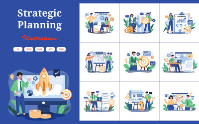 M645_ Pacchetto illustrazioni di pianificazione strategica