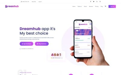 DreamHub – HTML5-Vorlage für App- und Softwareunternehmen