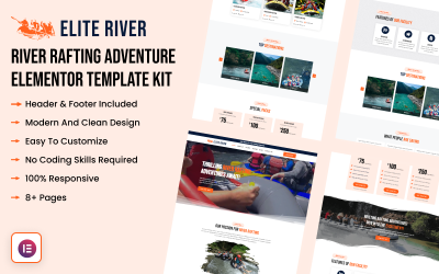 Elite River - Kit de modèles Elementor pour aventure en rafting sur la rivière