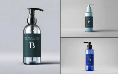 Amber Glass Pump Bottle Mockup