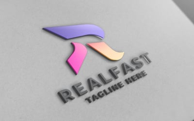 Logotipo de marca Real Fast Letter R Pro