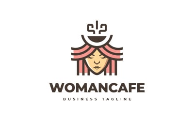 美丽女人咖啡馆标志模板