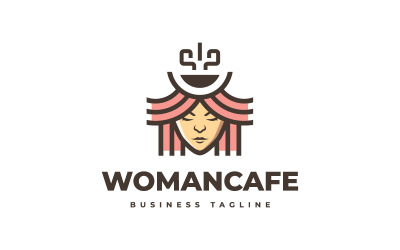 Modelo de logotipo de café de mulher de beleza