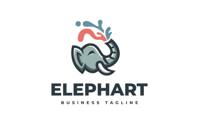 Plantilla de logotipo de elefante colorido