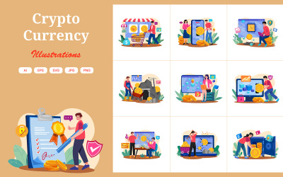 M655_ Pacchetto illustrazioni criptovaluta