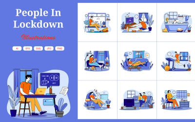 M658_ People In Lockdown Illustration Pack
