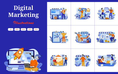 M675_ Illustrationspaket 2 för digital marknadsföring