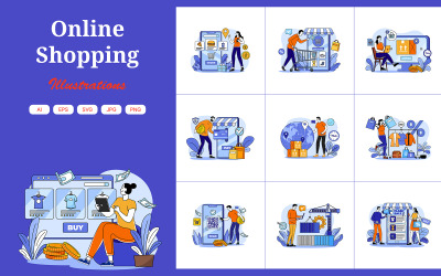 M686_ Pakiet ilustracji do zakupów online 1