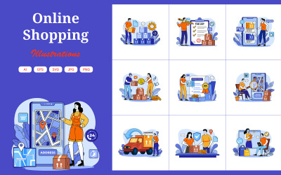 M686_ Pakiet ilustracji do zakupów online 2
