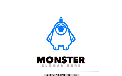 Monster blue line art logo design