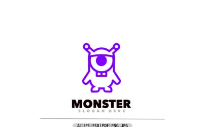 Monster line art lila logotyp
