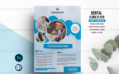Tandarts tandheelkundige kliniek flyer-sjabloon